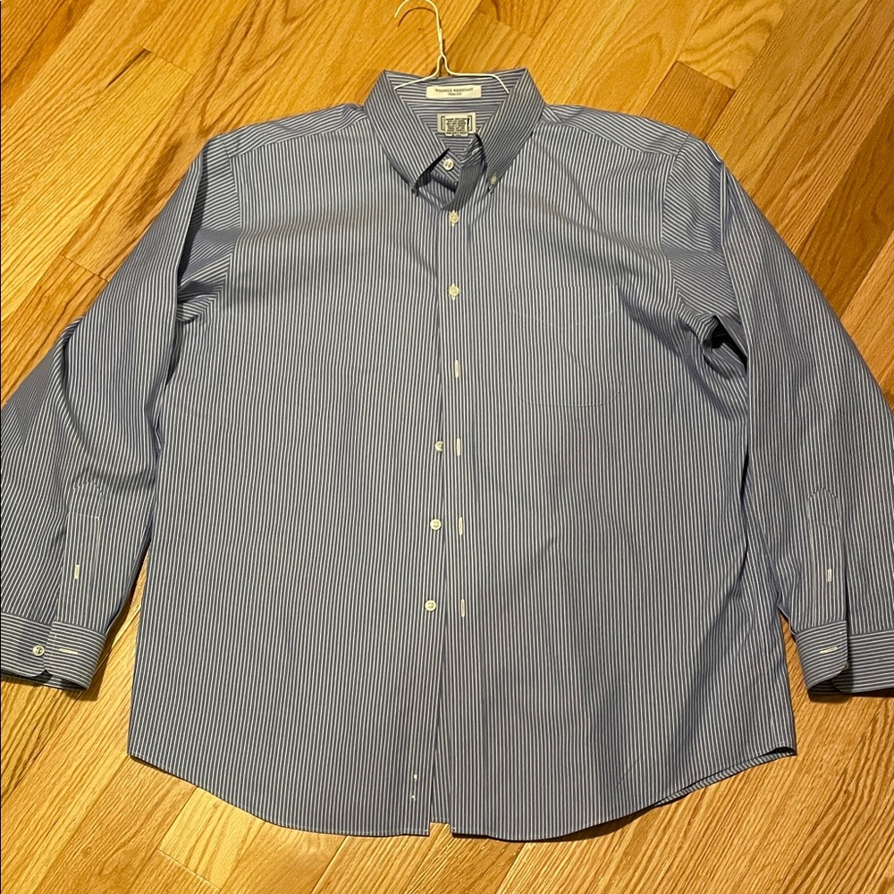 LLBean  Navy Pinstripe Dress Shirt 100% Cotton